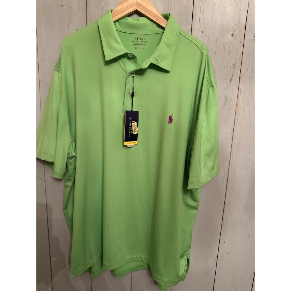 Polo Ralph Lauren Big & Tall Lime Green Performance Polo Shirt 2XB NWT 125$